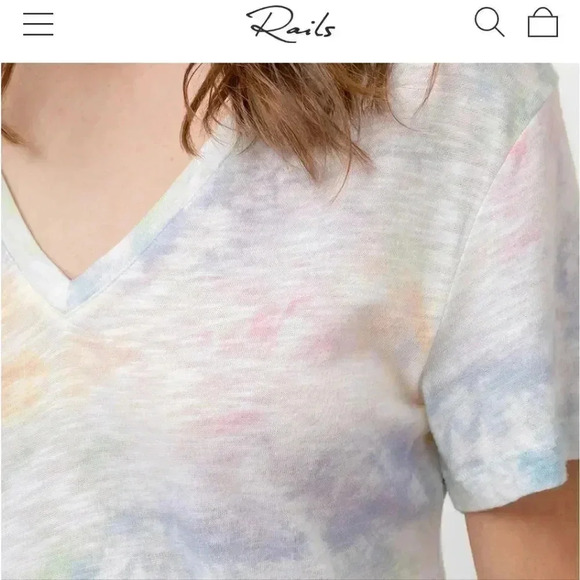 Rails Cara V-neck Slub Cotton Jersey Rainbow Tie Dye Tee Shirt Flawed XXL - Picture 4 of 13